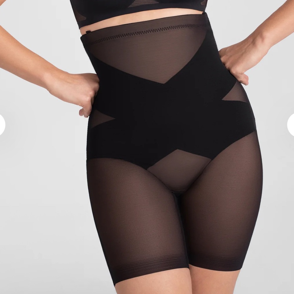 Honeylove Sheer Black Shapewear Super Power Shorts Sz XL